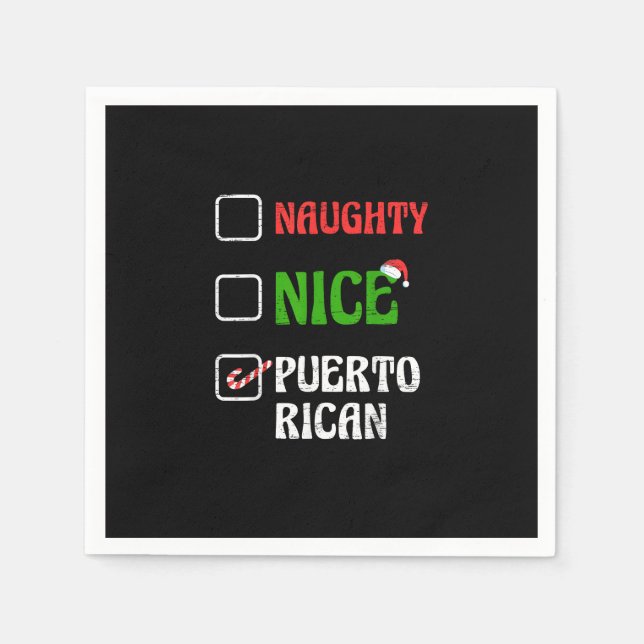 Guardanapo De Papel Naughty Nice Puertorican Santa Holiday Sweet  (Frente)