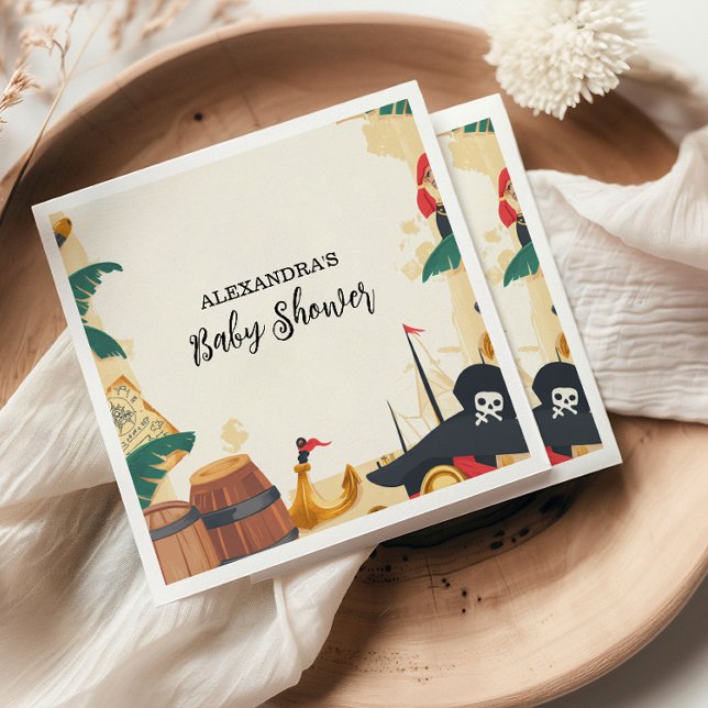 Guardanapo De Papel Náutica Pirata Navio Ahoy É um Menino (Criador carregado)