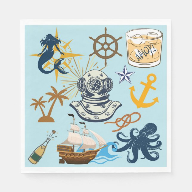 Guardanapo De Papel   Nautical Bachelor Party (Frente)