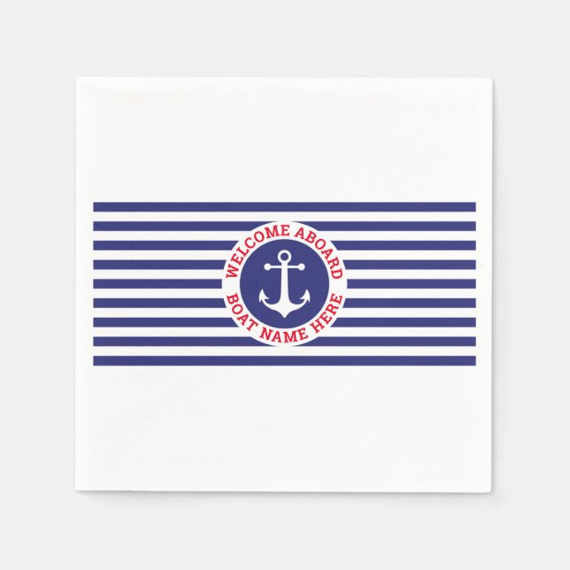 Guardanapo De Papel Nautical Design with Navy Stripes (Frente)