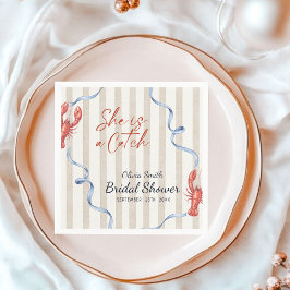 Guardanapo De Papel Nautical She’s a Catch Lobster Bridal Shower