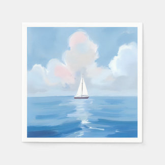 Guardanapo De Papel Navegando em Azul | Pintura do Oceano de Barco à V