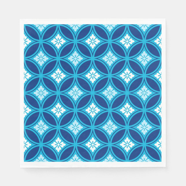 Guardanapo De Papel Navio com Motif Flor, Azul Indigo Profundo (Frente)