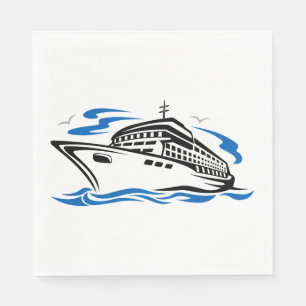 Guardanapo De Papel Navio de cruzeiro no Oceano Ondas Viagem náuticas