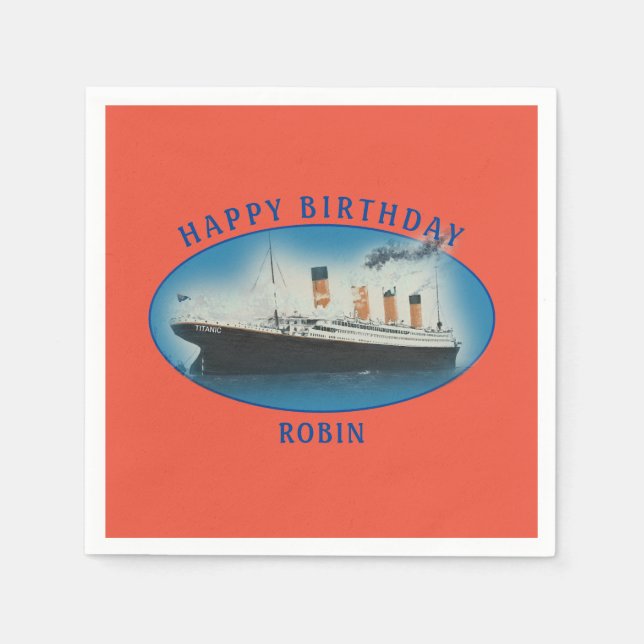 Guardanapo De Papel Navio Titanic Orange Birthday (Frente)