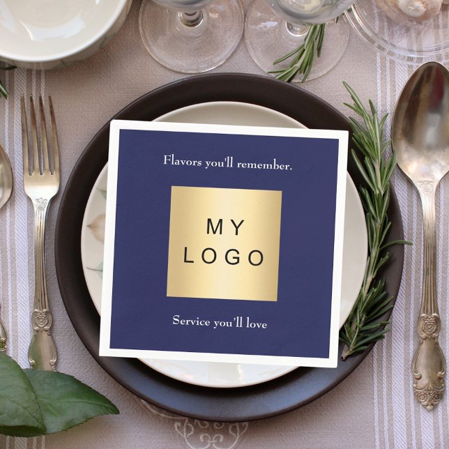 Guardanapo De Papel Navy blue cafe bar business logo slogan quote (Criador carregado)