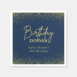 Guardanapo De Papel Navy Blue Gold Glitter Confetti Birthday Dinner