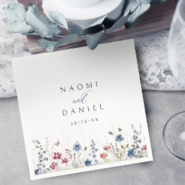 Guardanapo De Papel Navy Blue Watercolor Wildflower Rustic Wedding