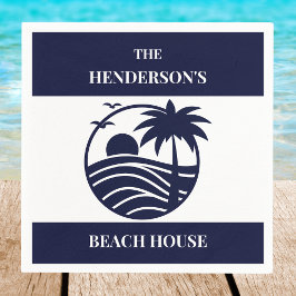 Guardanapo De Papel Navy Coastal Palm Tree Beach House