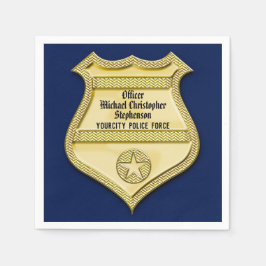 Guardanapo De Papel Navy Gold Badge Police Graduation/Retirement Party
