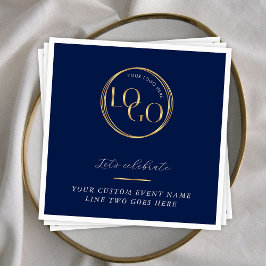 Guardanapo De Papel Navy & Gold Logo Corporate Business Event Branded