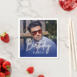 Guardanapo De Papel Navy Gradient Personalized Photo Birthday