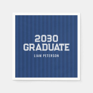 Guardanapo De Papel Navy Stripes Typography Custom Graduation Party