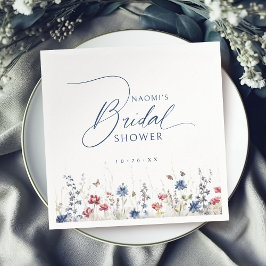 Guardanapo De Papel Navy Watercolor Wildflower Rustic Bridal Shower 