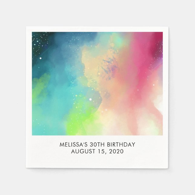 Guardanapo De Papel Nebulosa do Espaço Verde Moderno e Vermelho (Frente)