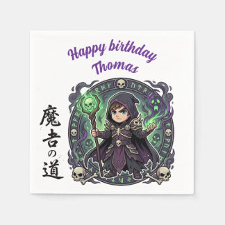 Guardanapo De Papel Necromancer Dark Magic Anime Chibi Gamer Birthday 