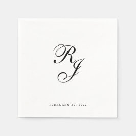 Guardanapo De Papel Negra Chic e Monograma Branco Casamento Napkins