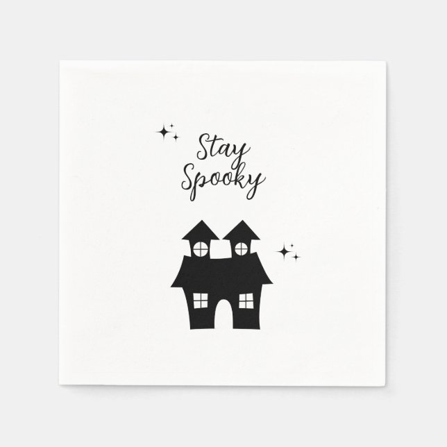 Guardanapo De Papel Negra e Branca, Grungy Halloween Napkins (Frente)