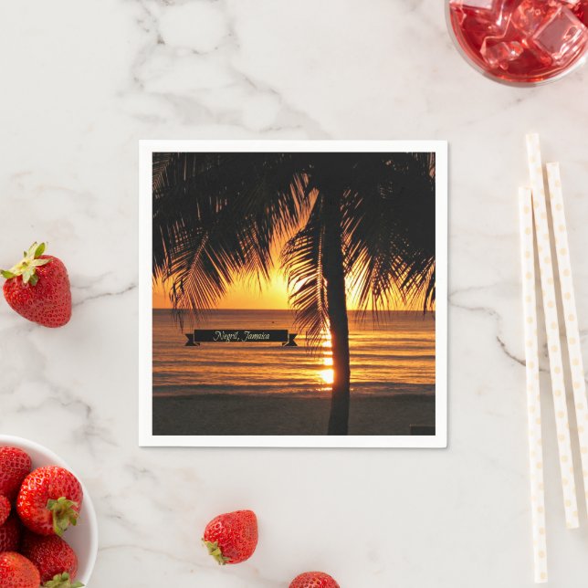 Guardanapo De Papel Negril, pôr do sol na Jamaica (Insitu)