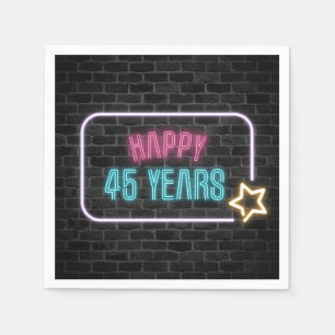 Guardanapo De Papel Neon 45th Birthday Marquee On Brick Wall