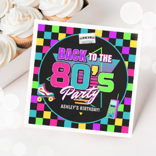 Guardanapo De Papel Neon 80s Retro Glow Throwback Aniversário Napkins