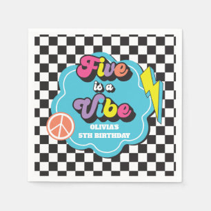 Guardanapo De Papel Neon 90s Retro Cinco é um Aniversário de 5 Vibe