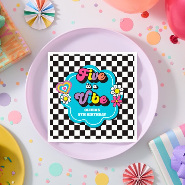 Guardanapo De Papel Neon 90s Retro Cinco é um Aniversário de 5 Vibe (Criador carregado)