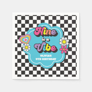 Guardanapo De Papel Neon 90s Retro Nove é um Vibe 9º aniversário