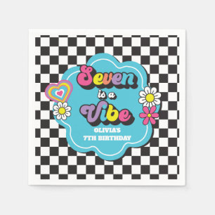 Guardanapo De Papel Neon 90s Retro Seven é um Aniversário de 7 Vibe