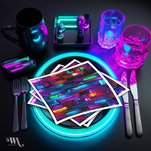 Guardanapo De Papel Neon Blacklight Abstrato, vidro retido