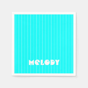 Guardanapo De Papel Neon Cyan White Thin Vertical Strike Name