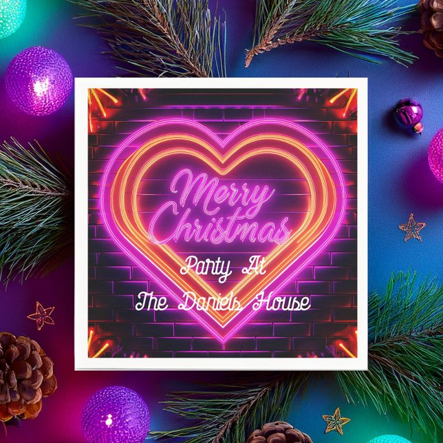 Guardanapo De Papel Neon Feliz Natal Personalizado (Criador carregado)