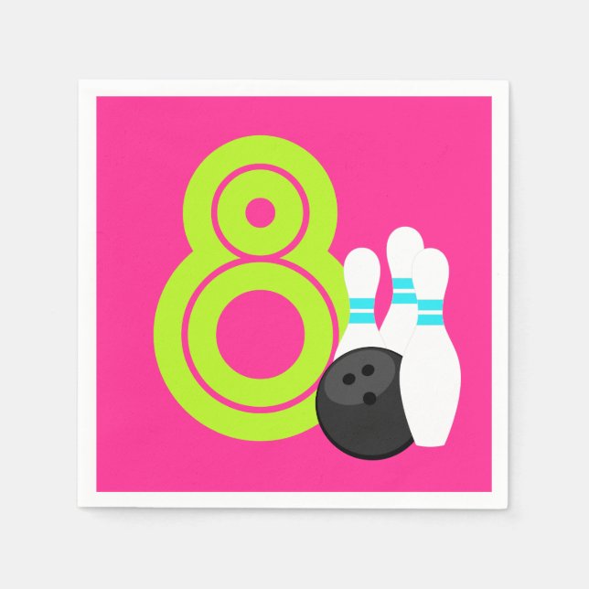 Guardanapo De Papel Neon Girl Boliche Birday Paper Napkins (Frente)