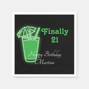 Guardanapo De Papel Neon Green aniversário de 21 anos
