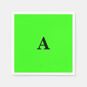 Guardanapo De Papel Neon Green Monograma Branco Personalizado Moderno