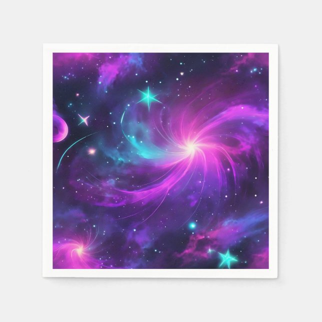 Guardanapo De Papel Neon Nebula Galáxia com Estrelas (Frente)