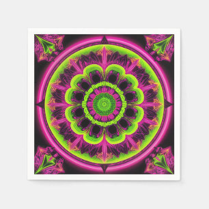 Guardanapo De Papel Neon Pink E Green Kaleidoscope Design