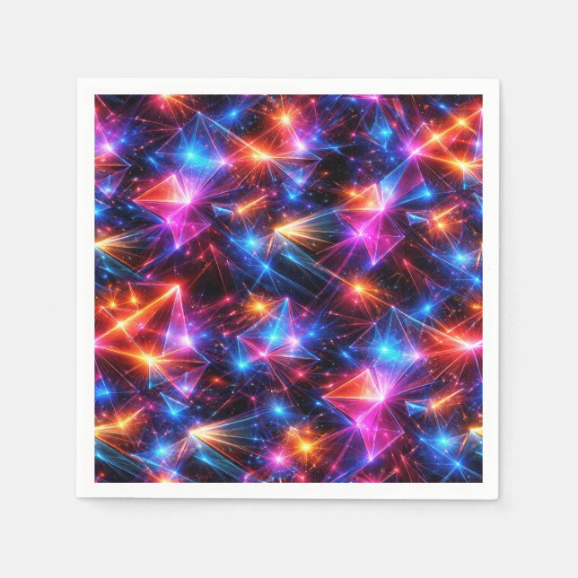 Guardanapo De Papel Neon Polygon Abstract with Explosions (Frente)