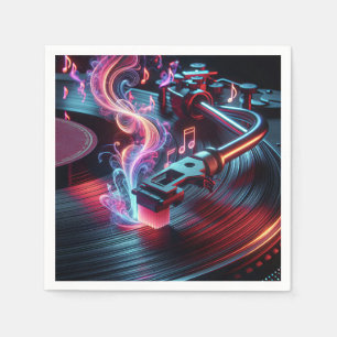 Guardanapo De Papel Neon Turntable Com Registro De Vinilo