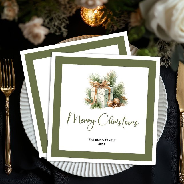 Guardanapo De Papel Neutral Christmas Gift Personalized Family Napkins (Neutral Christmas Gift Personalized Family Napkins)