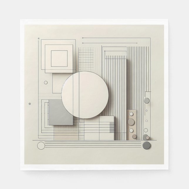 Guardanapo De Papel Neutral Circle Grid (Frente)