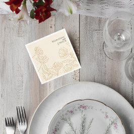 Guardanapo De Papel Neutral Floral Wedding Cocktail Napkin