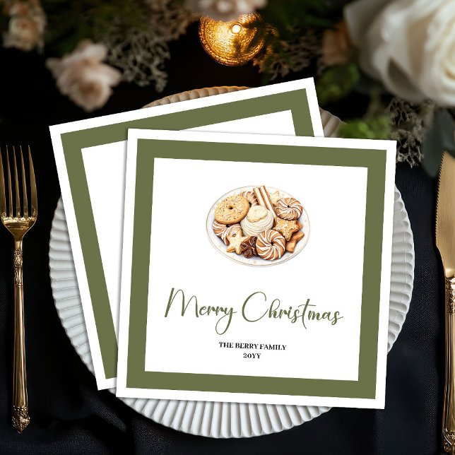 Guardanapo De Papel Neutral Holiday Christmas Tree Family Name Napkins (Neutral Holiday Christmas Tree Family Name Napkins)