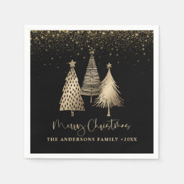 Guardanapo De Papel Neve Dourada de Árvore de Natal elegante