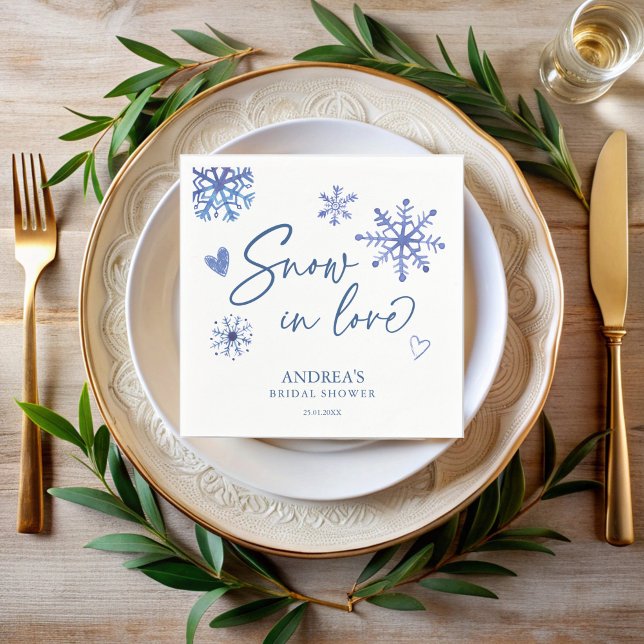 Guardanapo De Papel Neve em flocos de neve de amor noivado de inverno (Criador carregado)