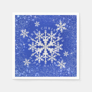 Guardanapo De Papel Neve Flakes Azul Branco