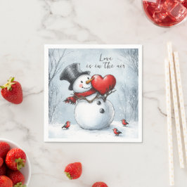 Guardanapo De Papel Neve Oferece Amor com Coração Grande
