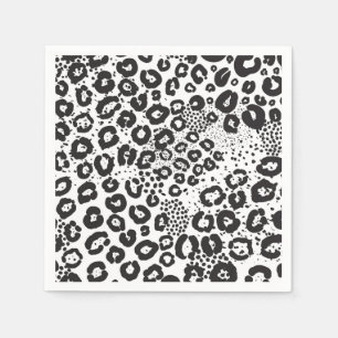 Guardanapo De Papel Neve Preta Impressão de Animais Brancos Leopardo