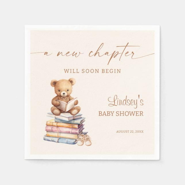 Guardanapo De Papel New Chapter Baby Shower Teddy Storybook (Frente)