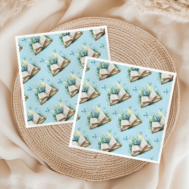 Guardanapo De Papel New Chapter Begin Boy Blue Brunch Book Baby Shower (Criador carregado)